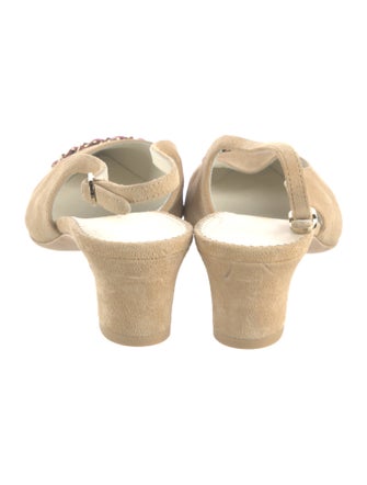 Chanel Interlocking CC Logo Suede Slingback Flats