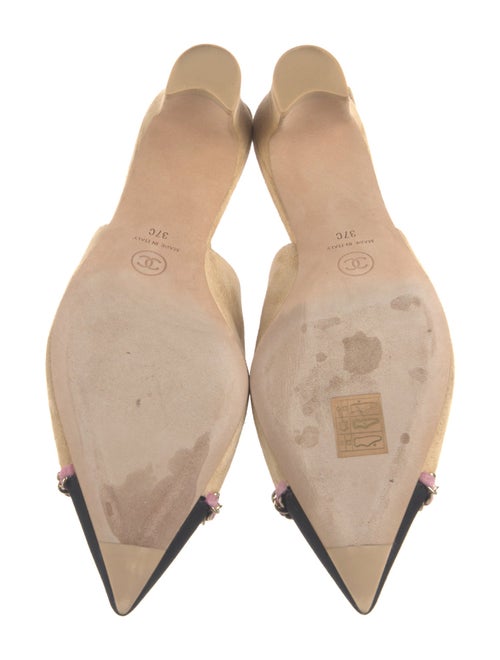 Chanel Interlocking CC Logo Suede Slingback Flats