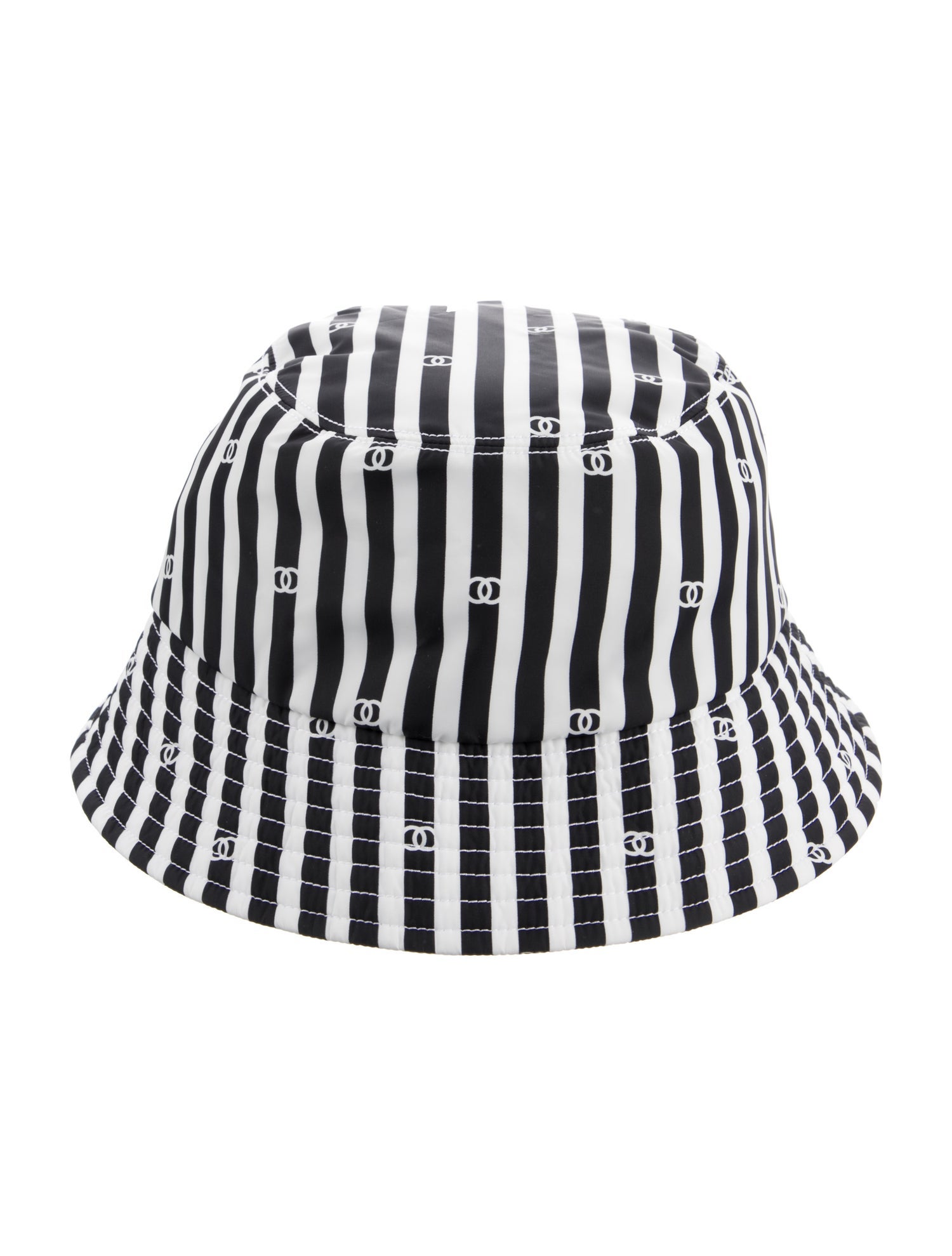 Chanel Interlocking CC Stripe Bucket Hat
