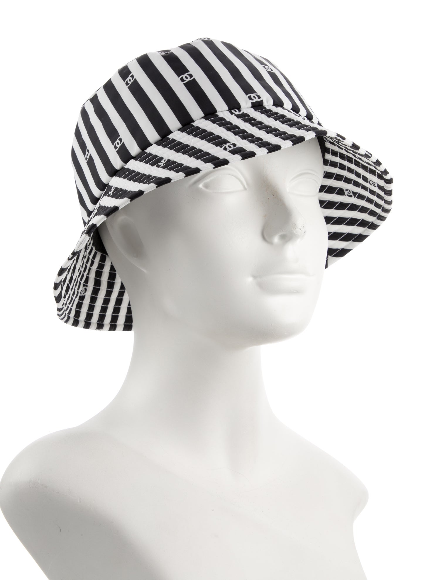 Chanel Interlocking CC Stripe Bucket Hat