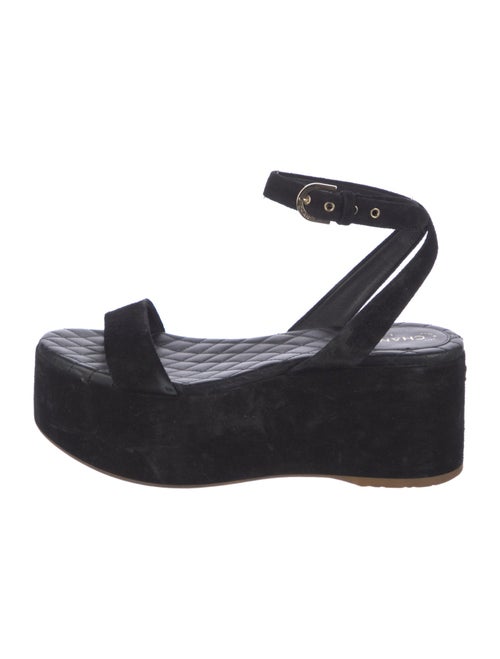 Chanel Interlocking CC Logo Suede Sandals