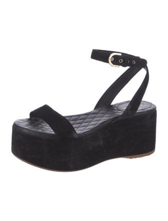 Chanel Interlocking CC Logo Suede Sandals