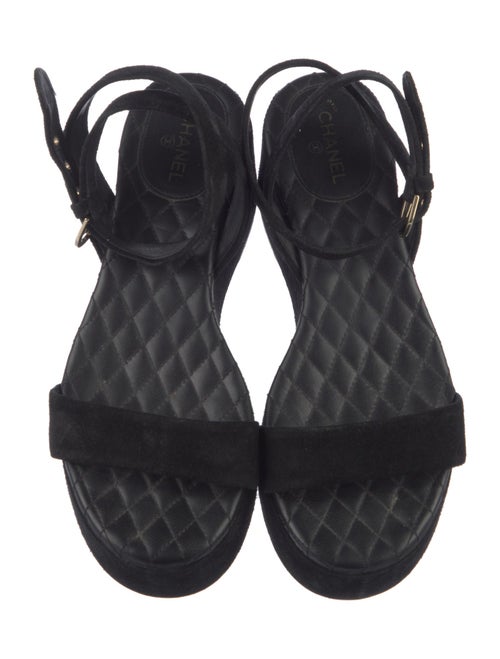 Chanel Interlocking CC Logo Suede Sandals