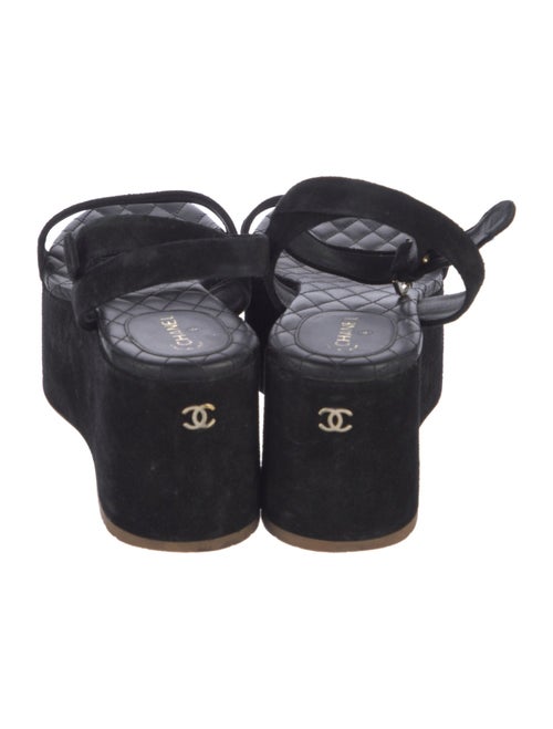 Chanel Interlocking CC Logo Suede Sandals