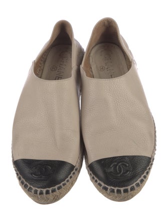 Chanel Interlocking CC Logo Leather Espadrilles