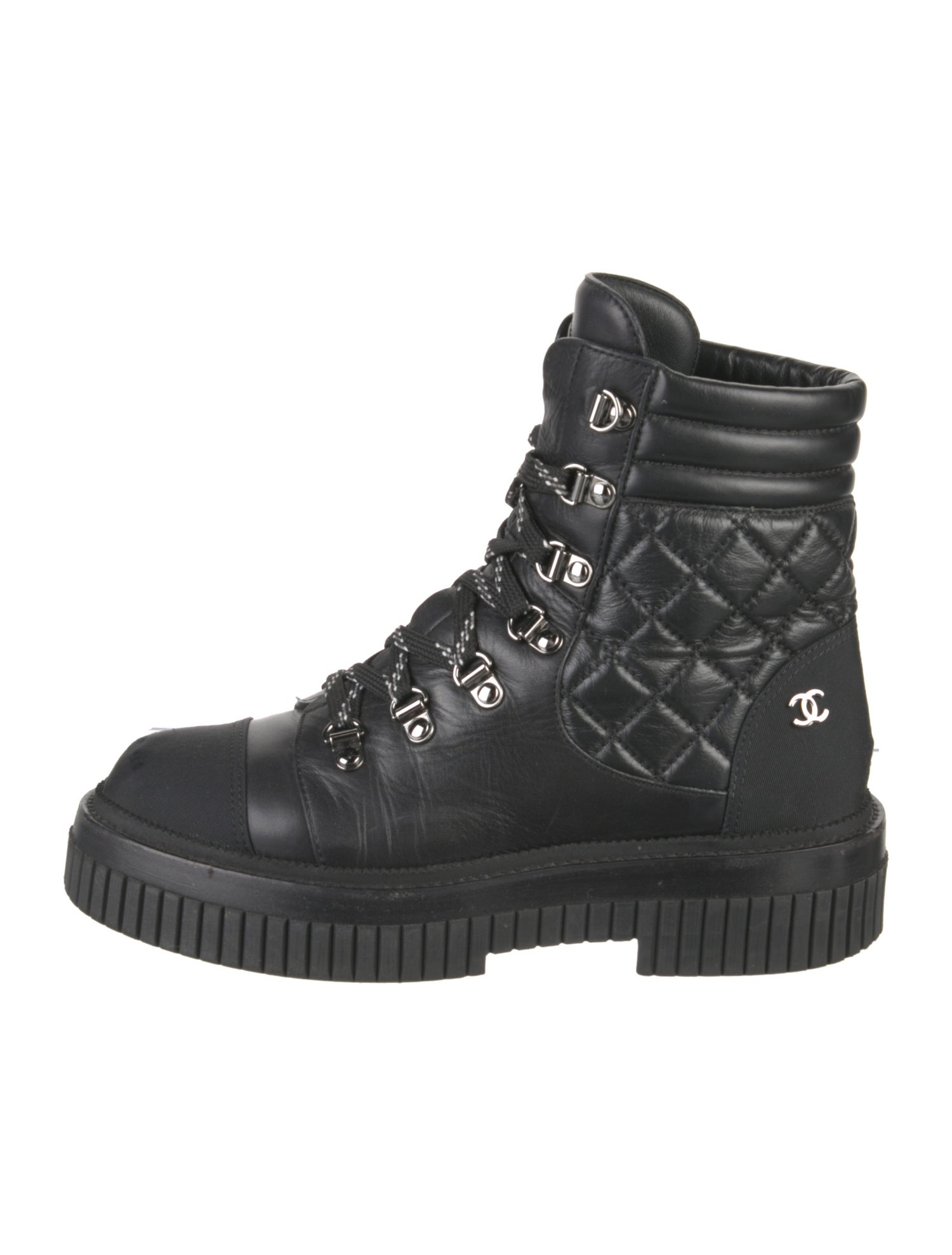 Chanel 2021 Interlocking CC Logo Combat Boots