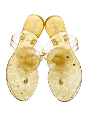 Chanel Interlocking CC Logo Rubber Slides