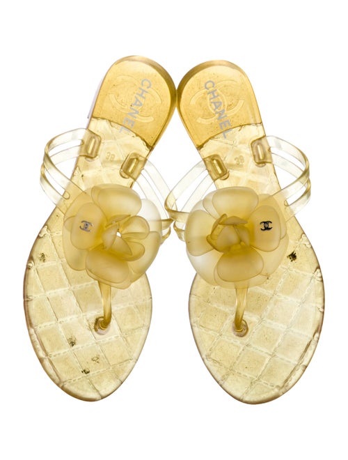 Chanel Interlocking CC Logo Rubber Slides