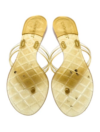 Chanel Interlocking CC Logo Rubber Slides