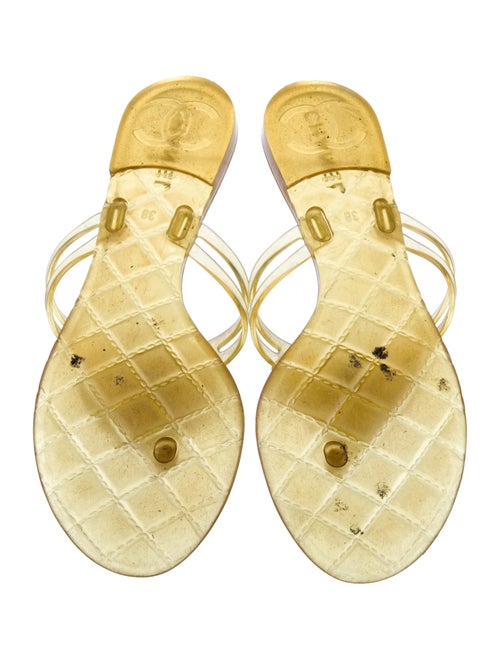 Chanel Interlocking CC Logo Rubber Slides