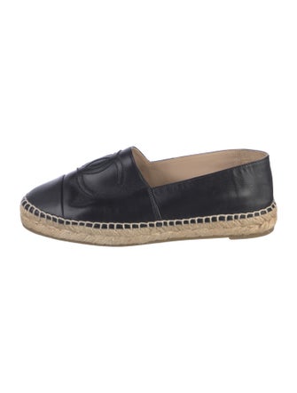 Chanel Interlocking CC Logo Leather Espadrilles