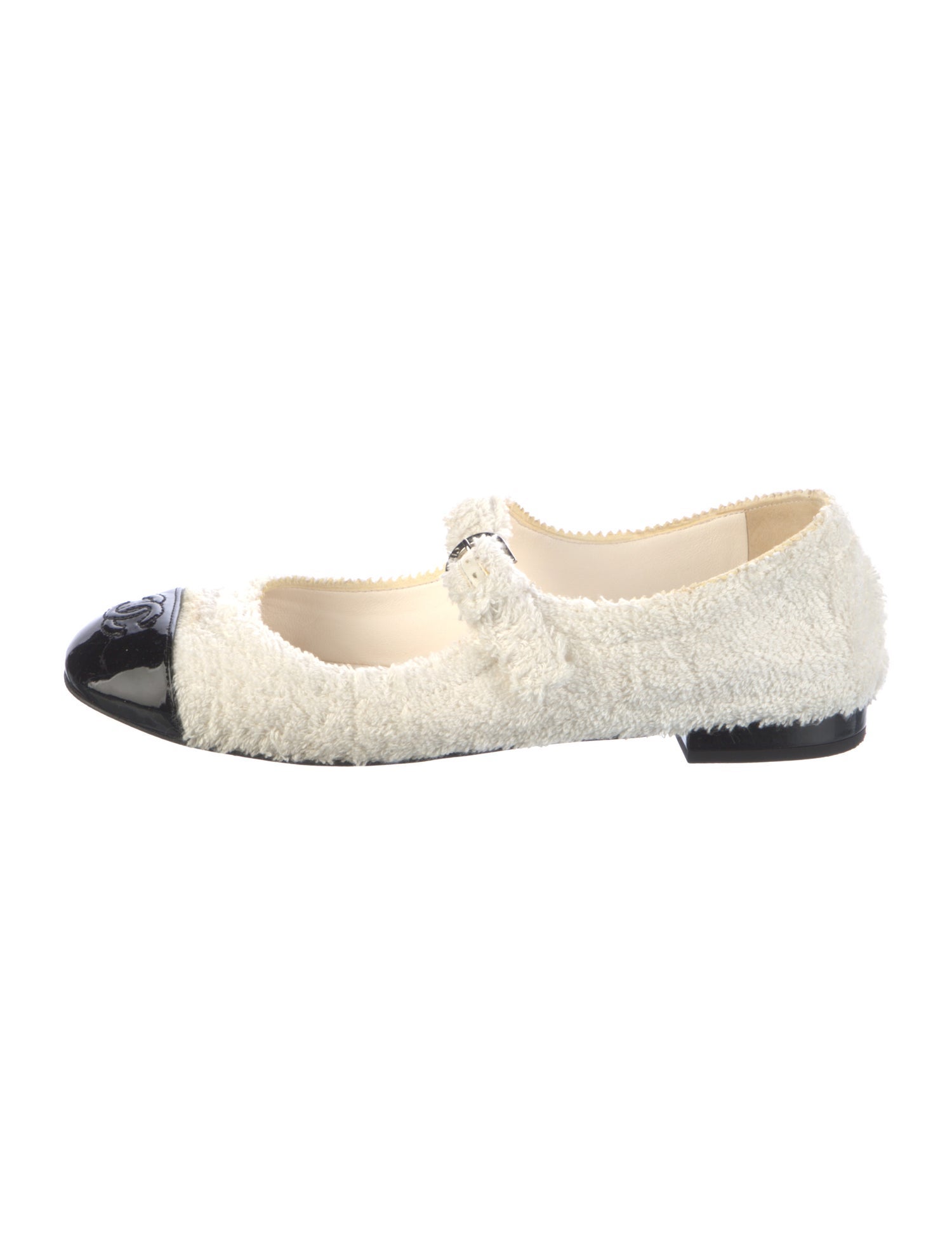 Chanel Interlocking CC Logo Terry Cloth Mary Jane Flats