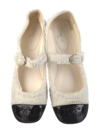 Chanel Interlocking CC Logo Terry Cloth Mary Jane Flats