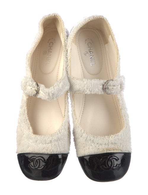 Chanel Interlocking CC Logo Terry Cloth Mary Jane Flats