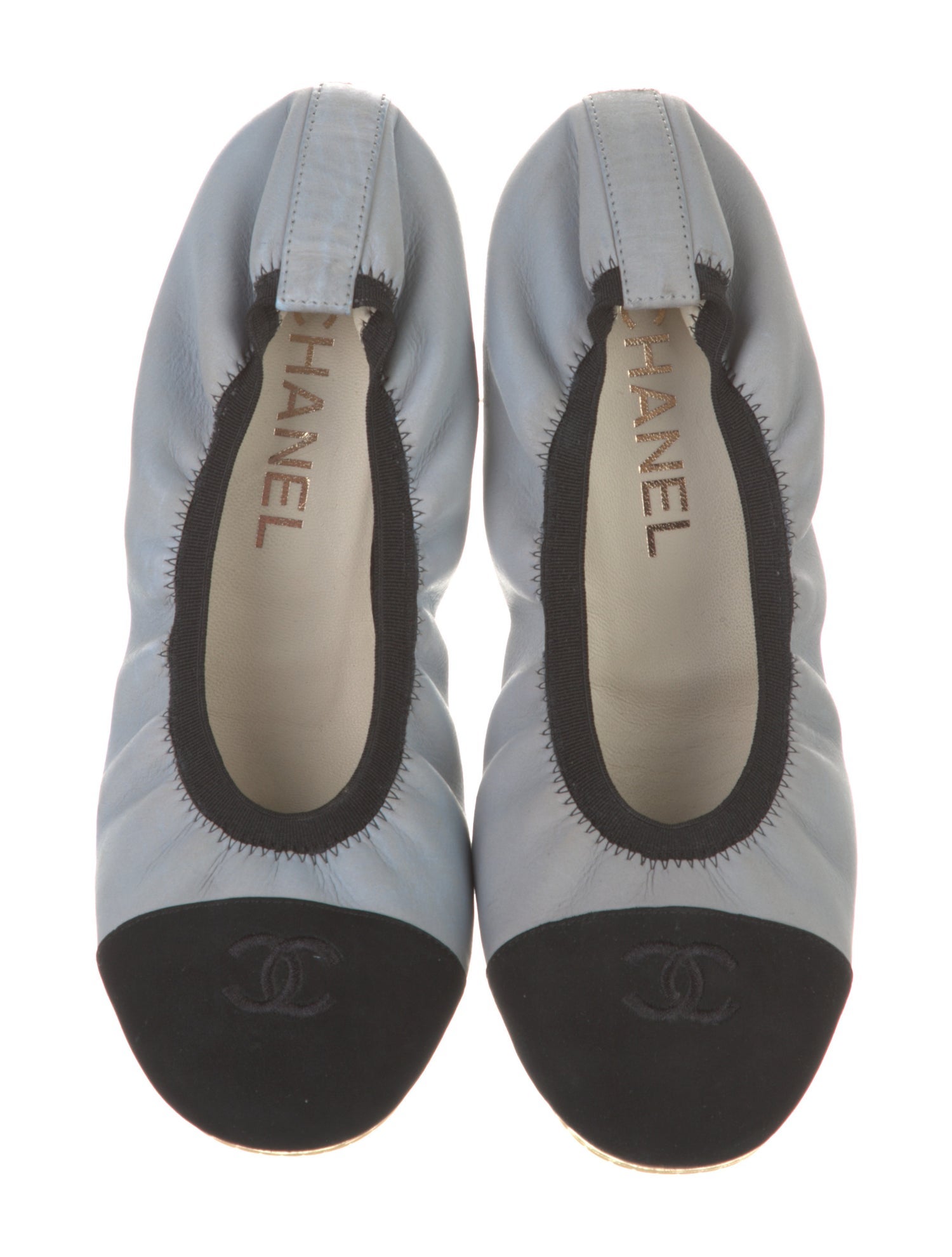 Chanel Interlocking CC Logo Leather Ballet Flats