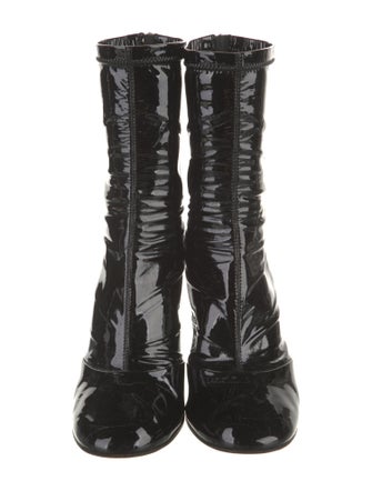 Chanel Interlocking CC Logo Patent Leather Lace-Up Boots