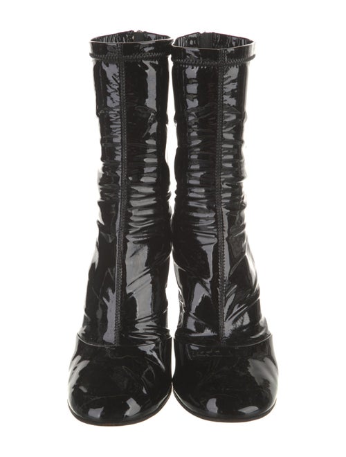 Chanel Interlocking CC Logo Patent Leather Lace-Up Boots