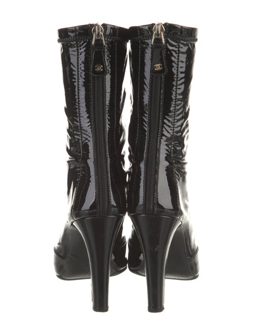 Chanel Interlocking CC Logo Patent Leather Lace-Up Boots