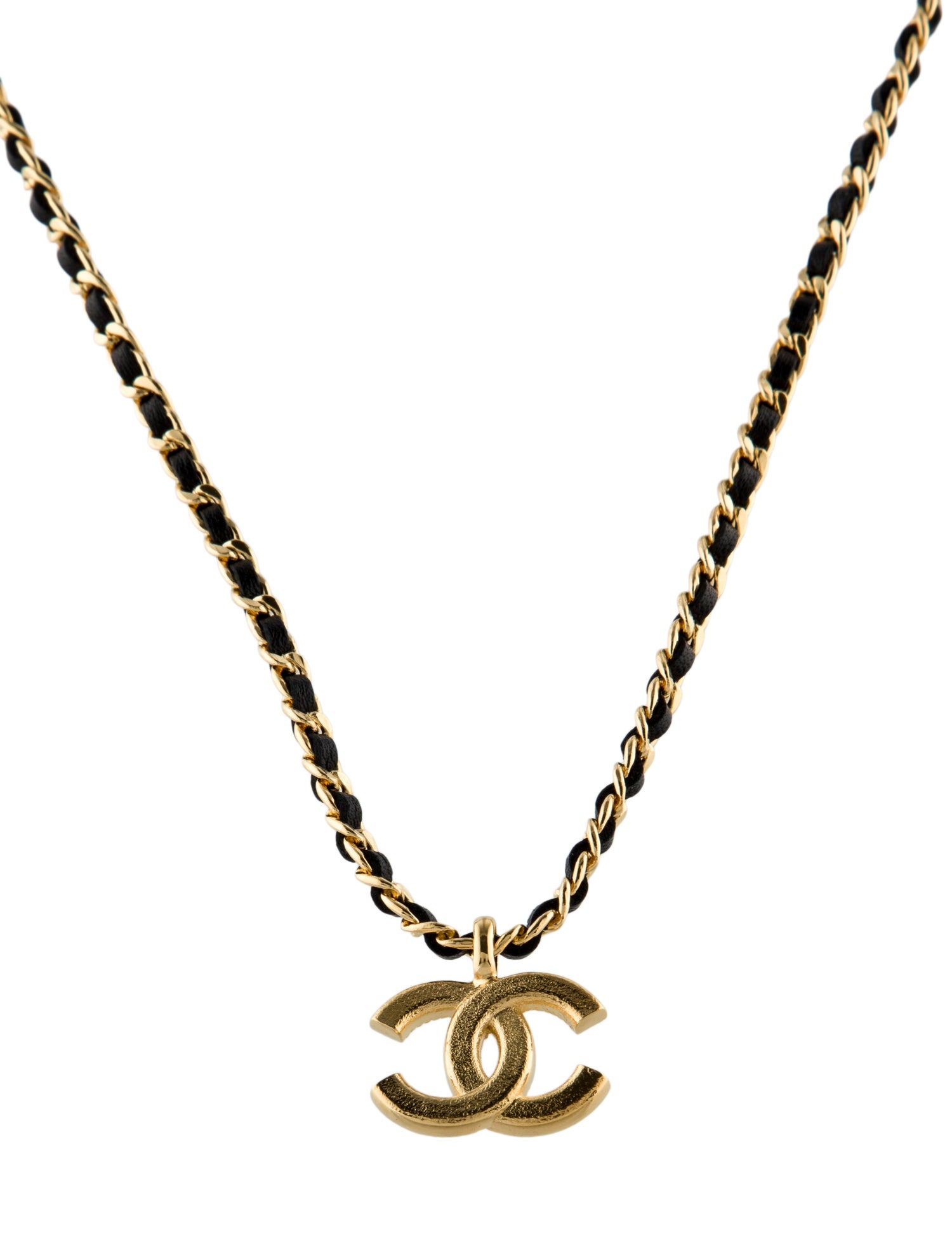 Chanel 2024 Leather & Strass CC Pendant Necklace
