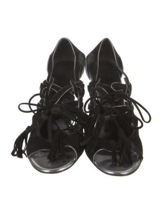 Chanel Interlocking CC Logo Suede Slingback Sandals