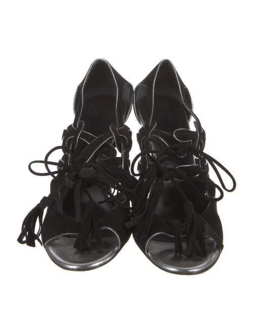 Chanel Interlocking CC Logo Suede Slingback Sandals