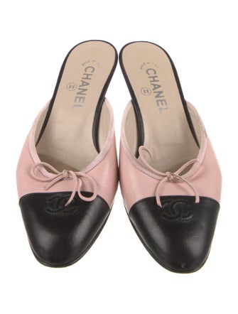 Chanel Interlocking CC Logo Leather Mules