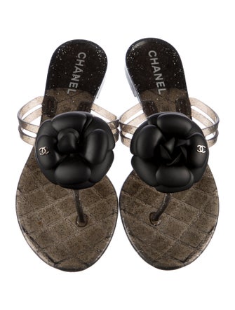 Chanel Jelly Interlocking CC Logo Slides