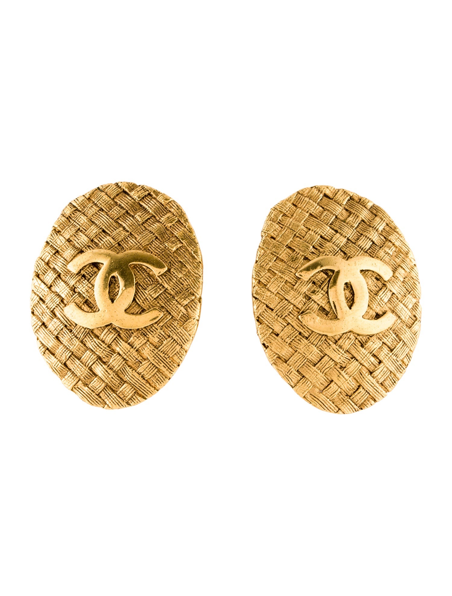 Chanel Vintage CC Woven Clip-On Earrings