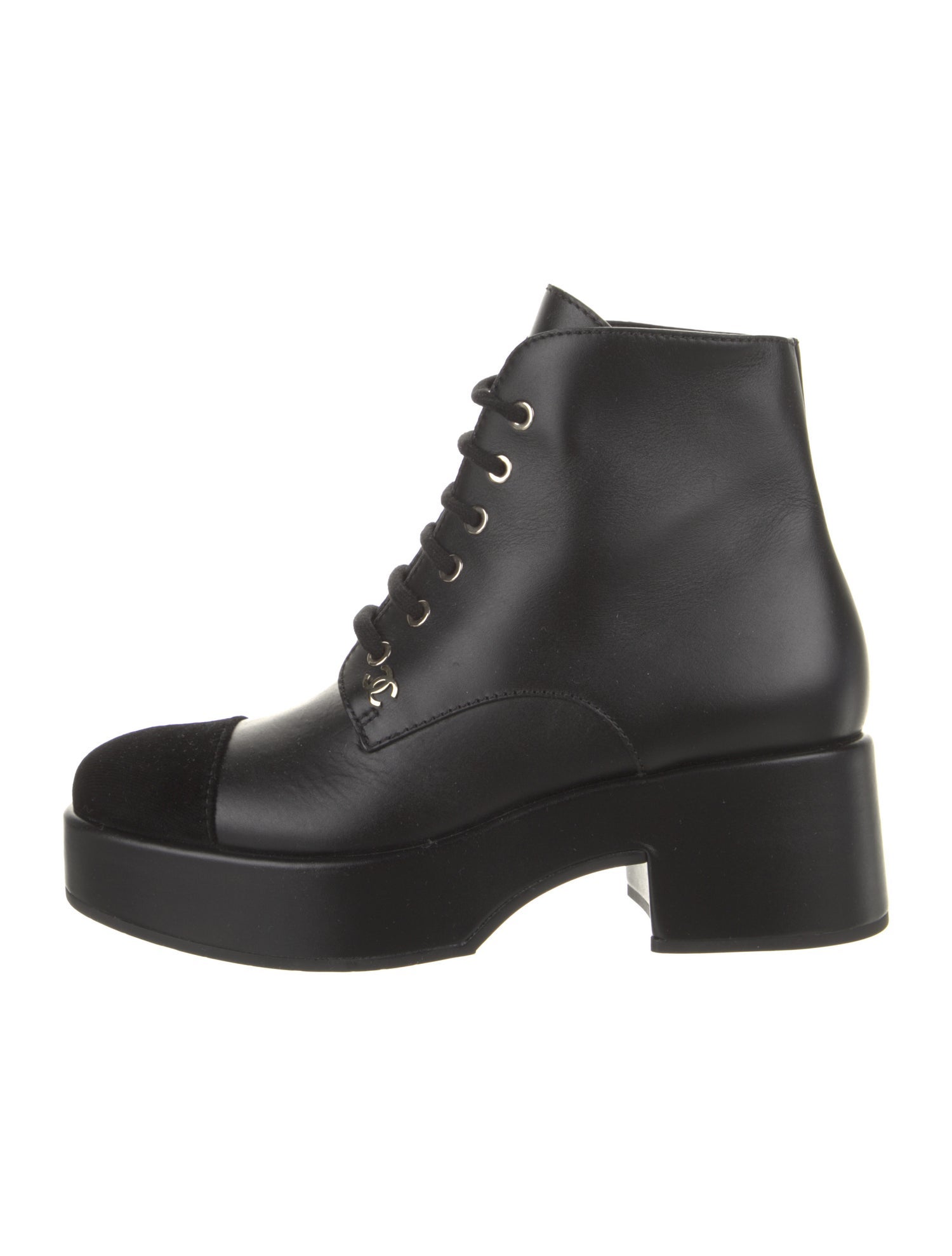 Chanel 2022 Interlocking CC Logo Lace-Up Boots