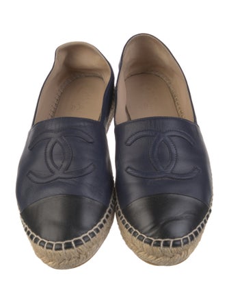 Chanel Interlocking CC Logo Lambskin Espadrilles