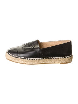 Chanel Interlocking CC Logo Leather Espadrilles