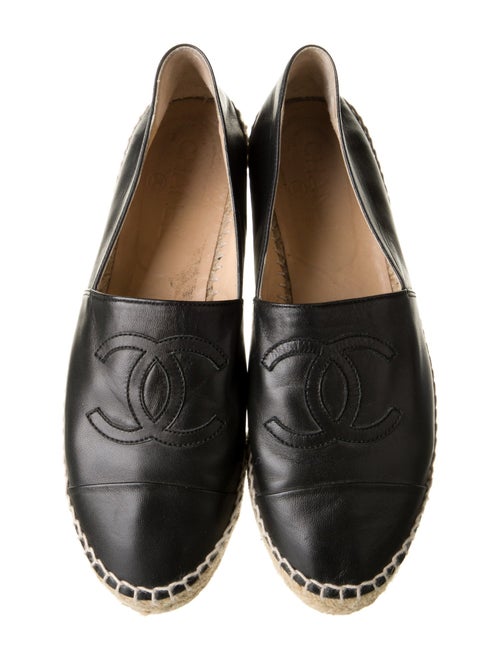 Chanel Interlocking CC Logo Leather Espadrilles