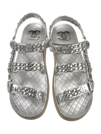 Chanel 2022 Interlocking CC Logo Slingback Sandals
