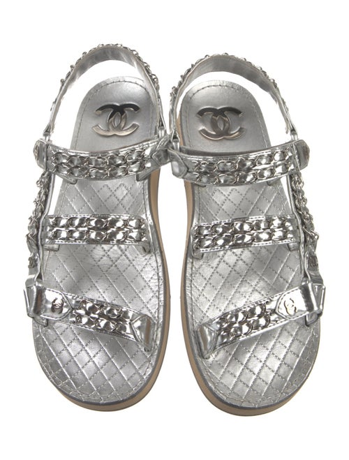 Chanel 2022 Interlocking CC Logo Slingback Sandals
