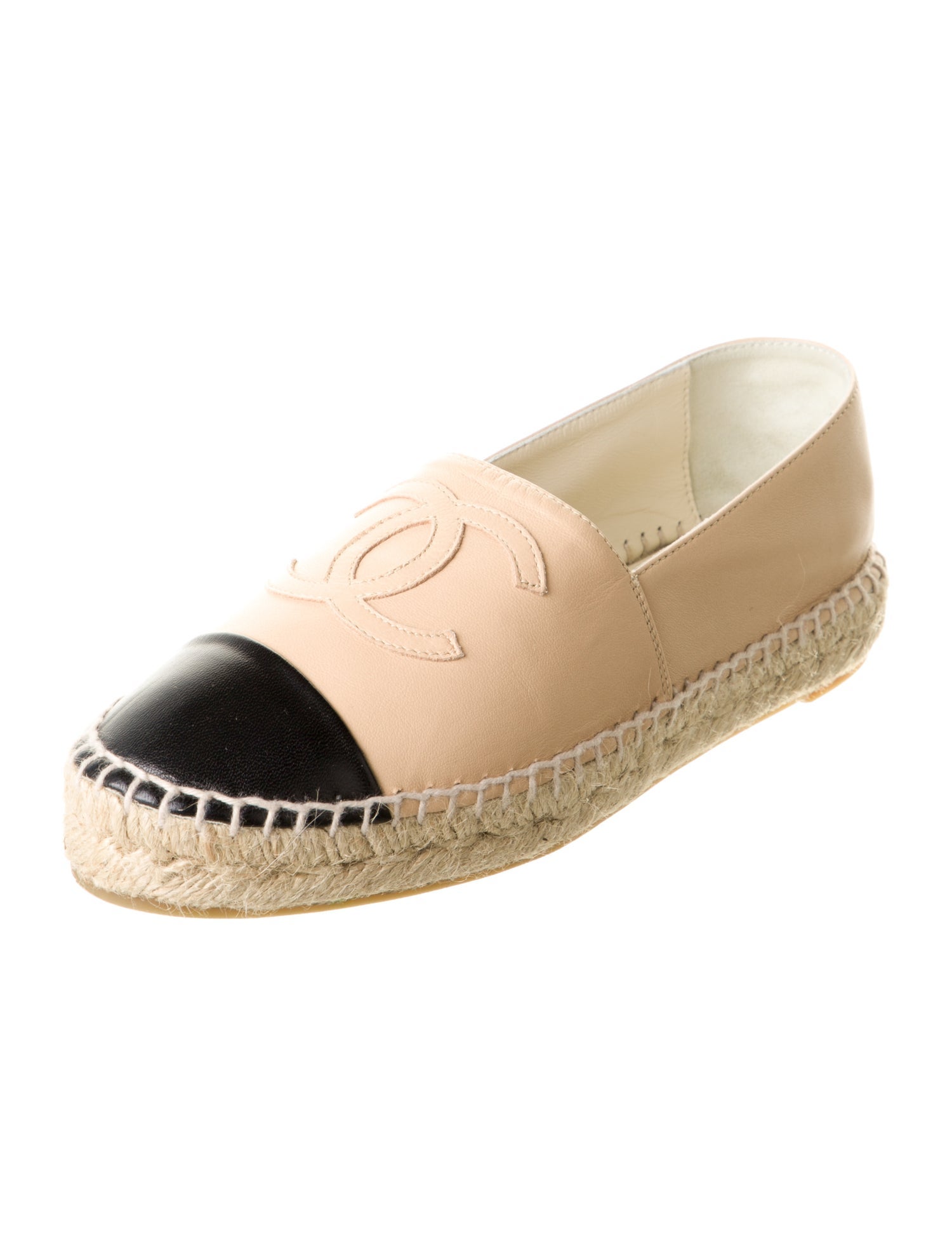 Chanel Interlocking CC Logo Lambskin Espadrilles