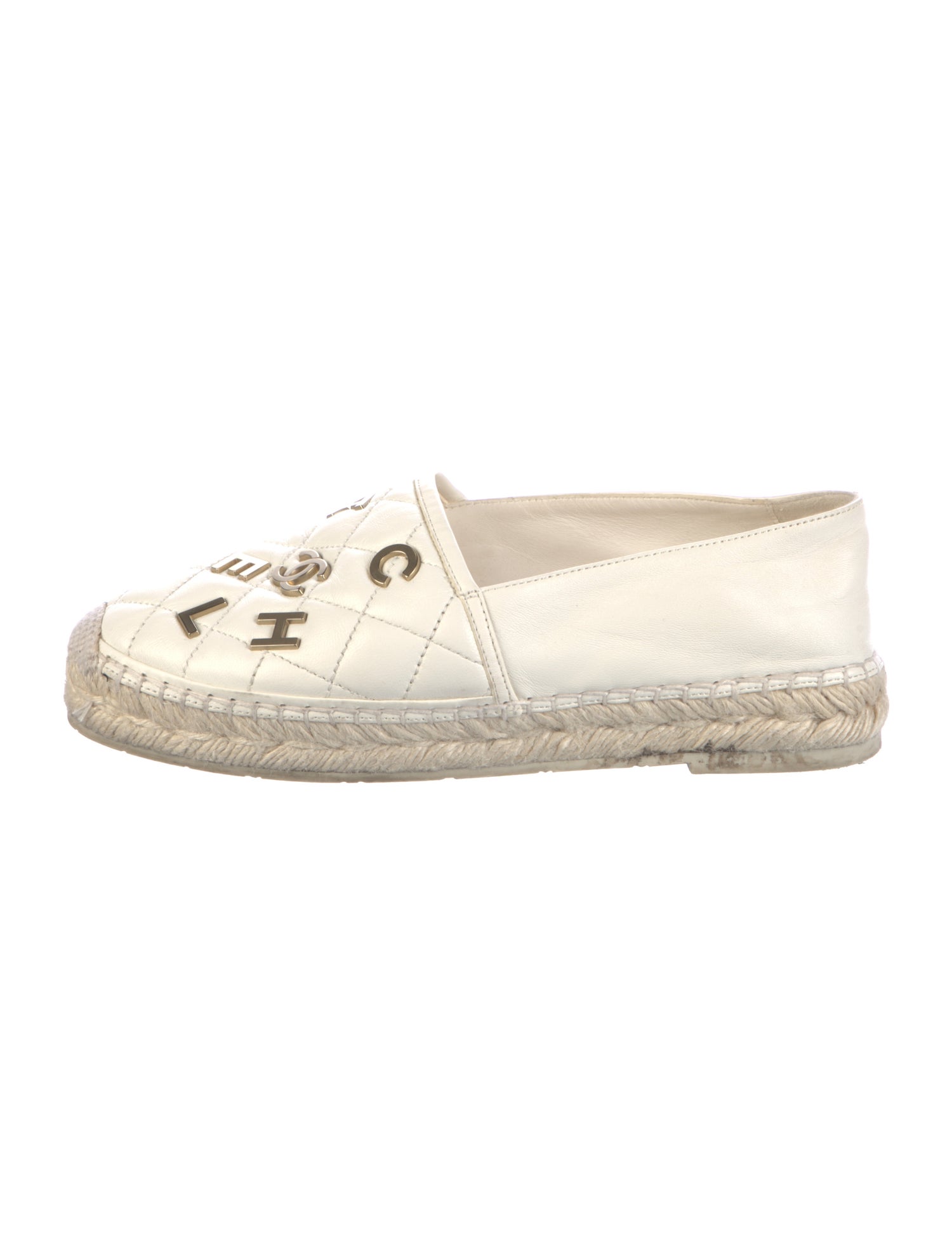 Chanel Interlocking CC Logo Leather Espadrilles