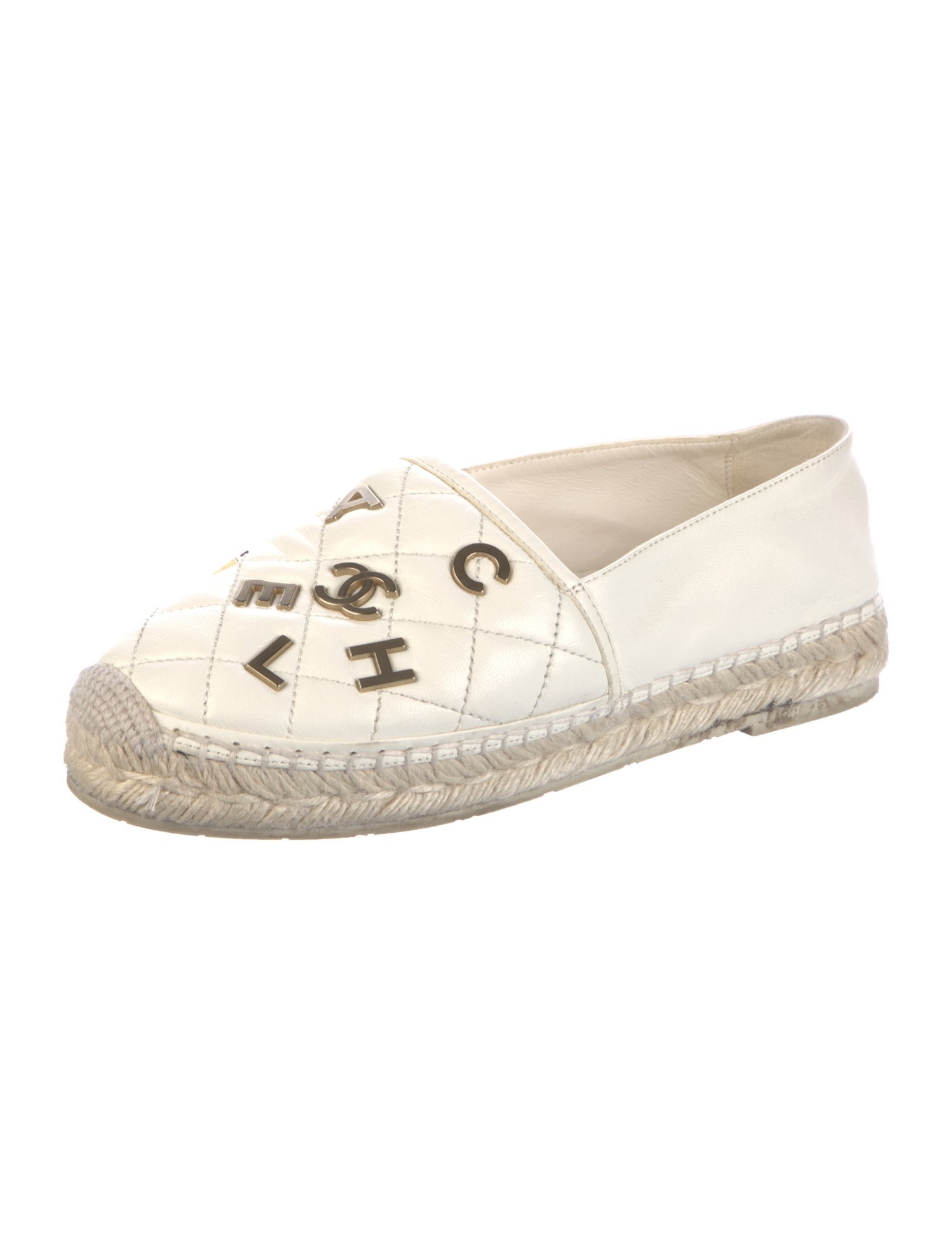 Chanel Interlocking CC Logo Leather Espadrilles