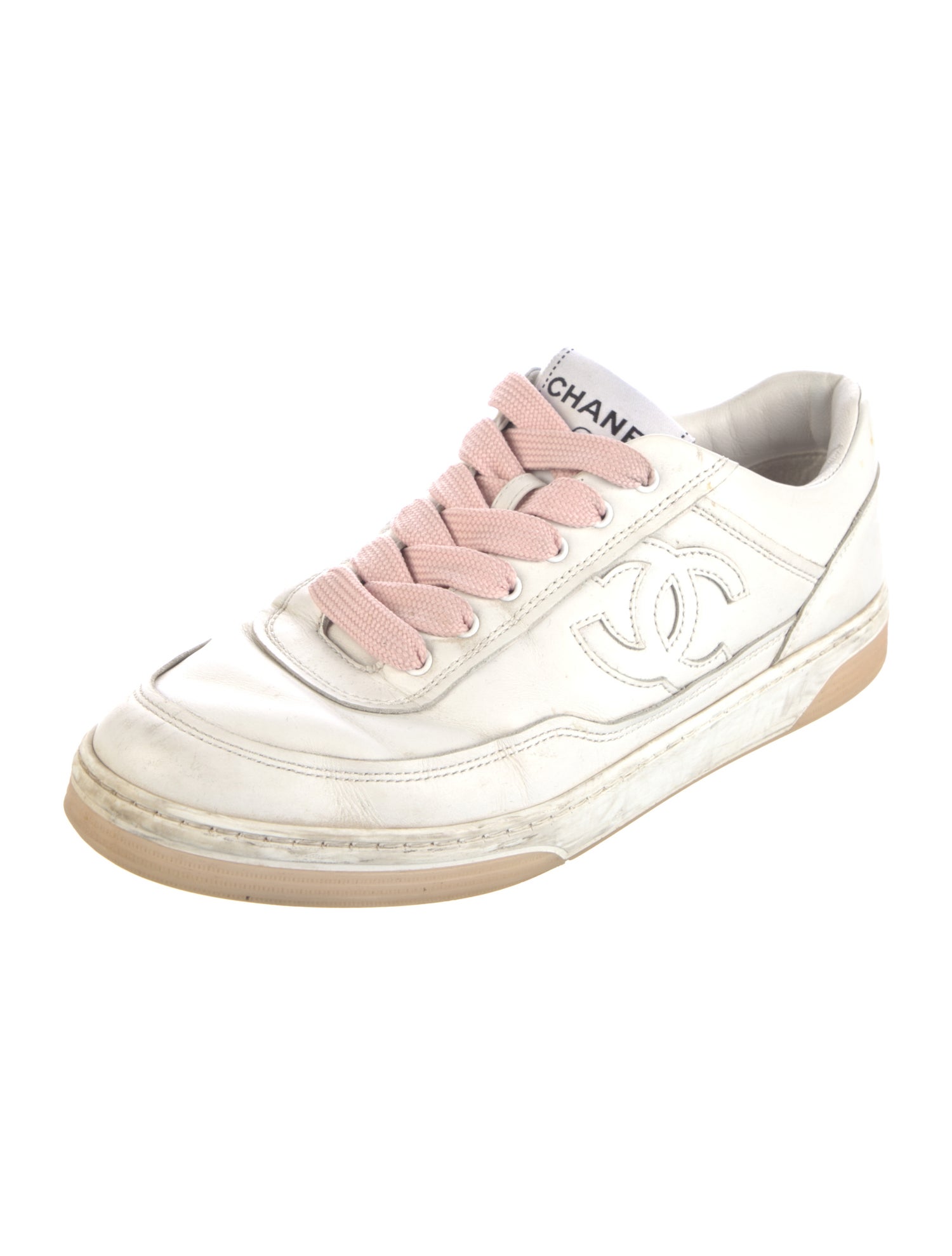 Chanel Interlocking CC Logo Leather Sneakers