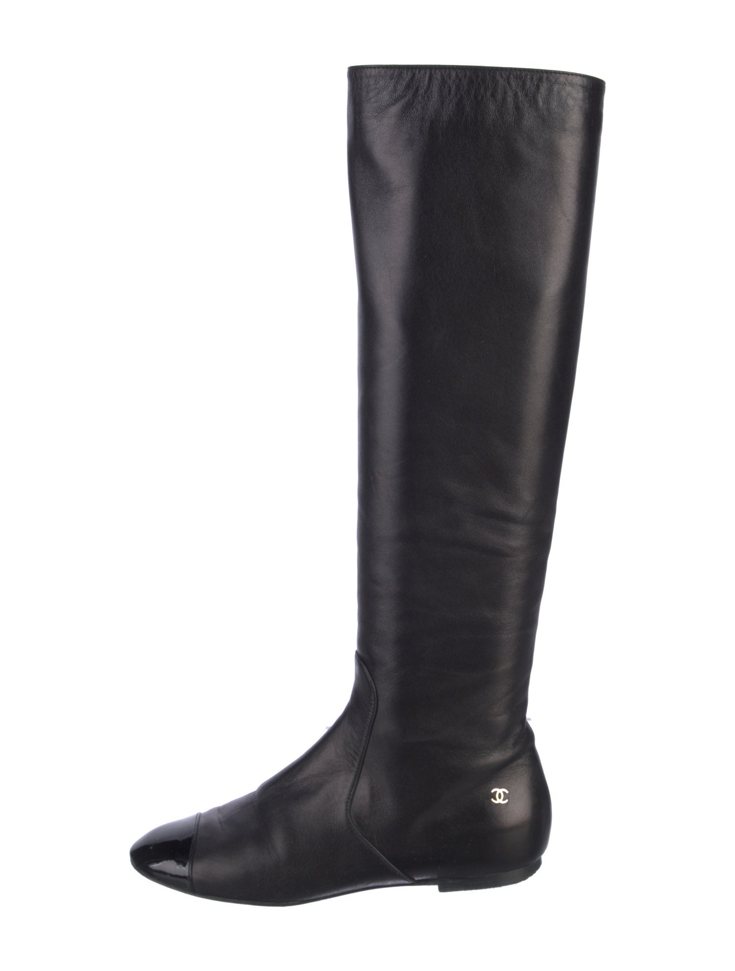 Chanel Interlocking CC Logo Leather Riding Boots