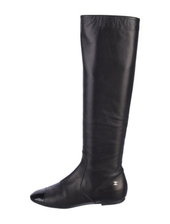 Chanel Interlocking CC Logo Leather Riding Boots