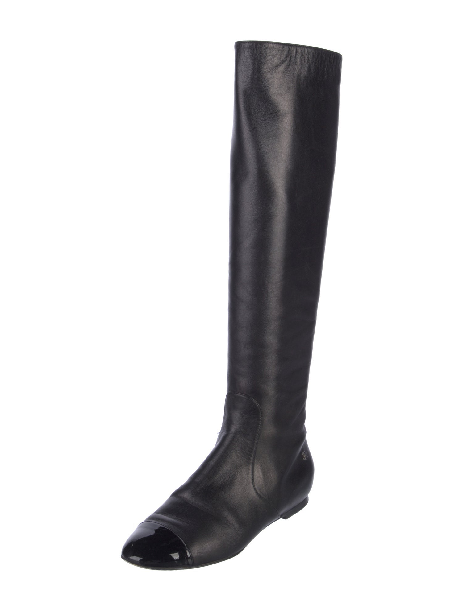 Chanel Interlocking CC Logo Leather Riding Boots