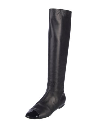 Chanel Interlocking CC Logo Leather Riding Boots