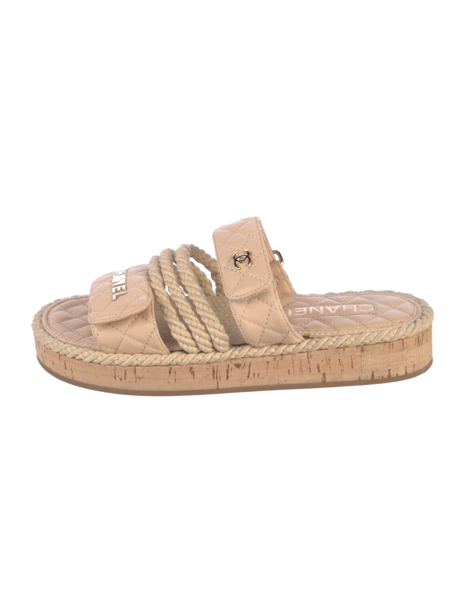 Chanel Interlocking CC Logo Leather Espadrilles