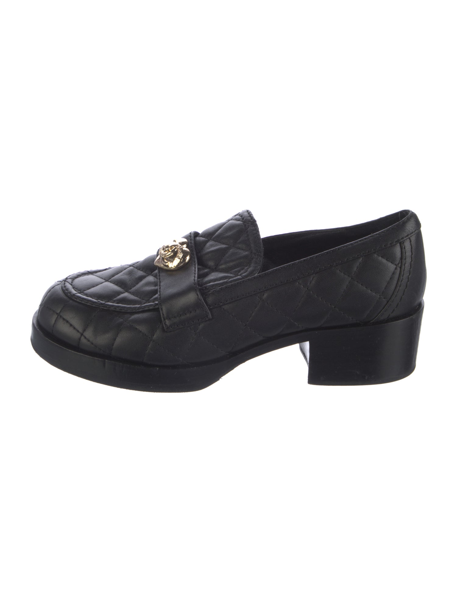 Chanel Interlocking CC Logo Leather Loafers