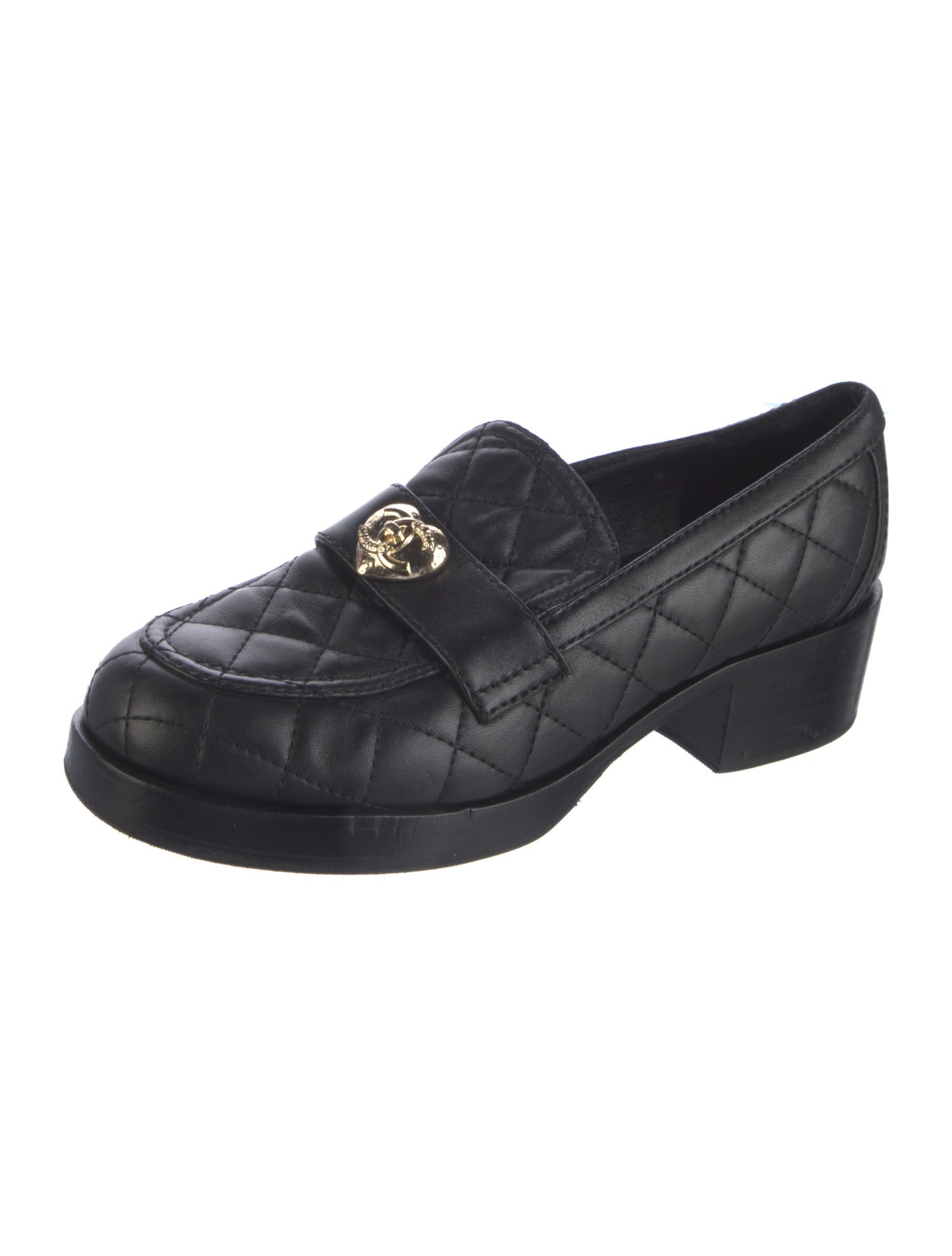 Chanel Interlocking CC Logo Leather Loafers