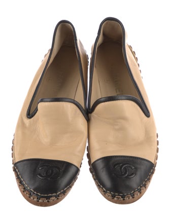 Chanel Interlocking CC Logo Leather Espadrilles