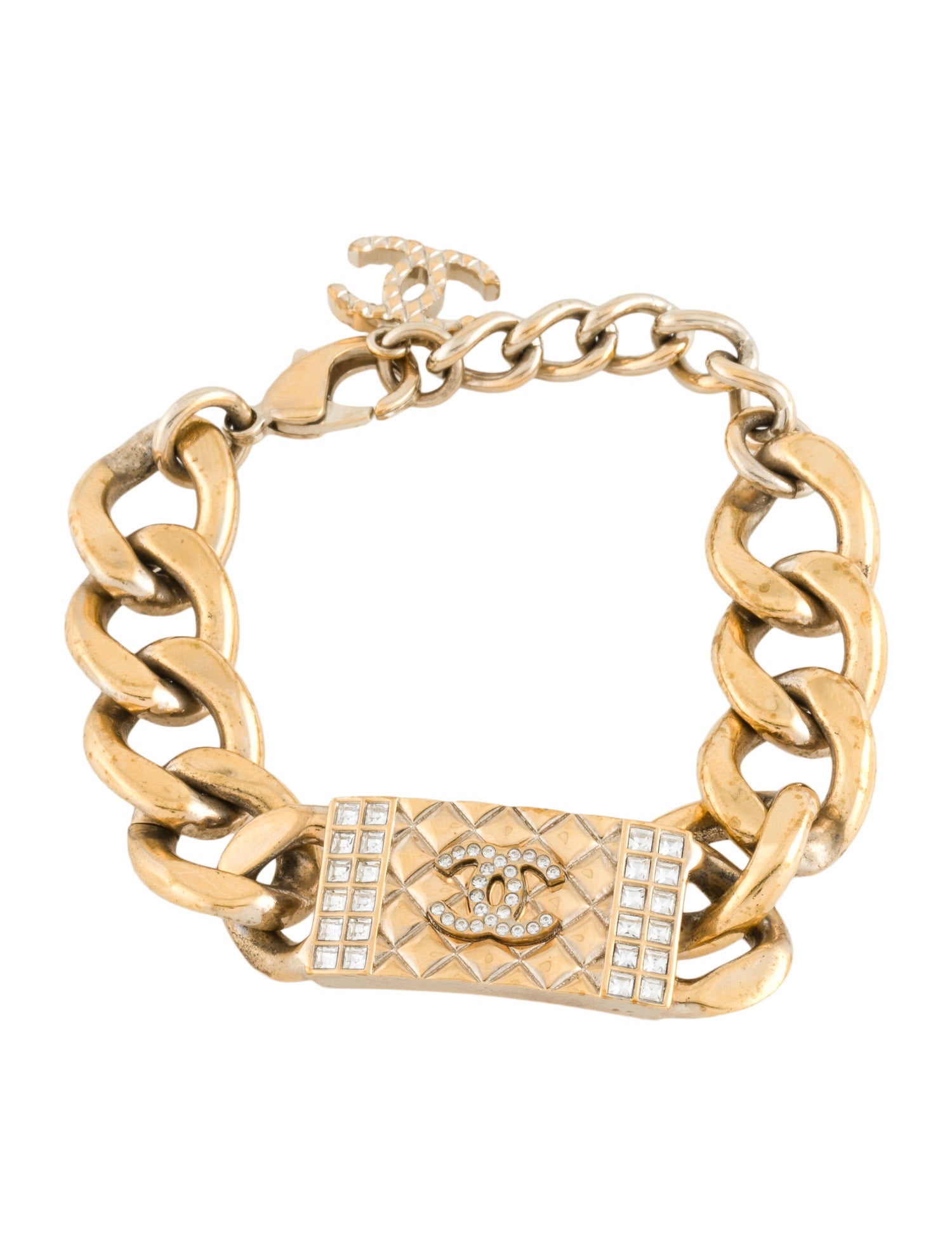 Chanel Strass CC Quilted Link Bracelet