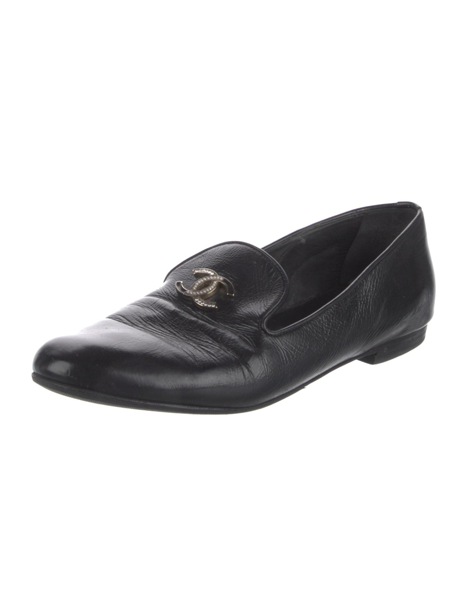 Chanel Interlocking CC Logo Leather Loafers