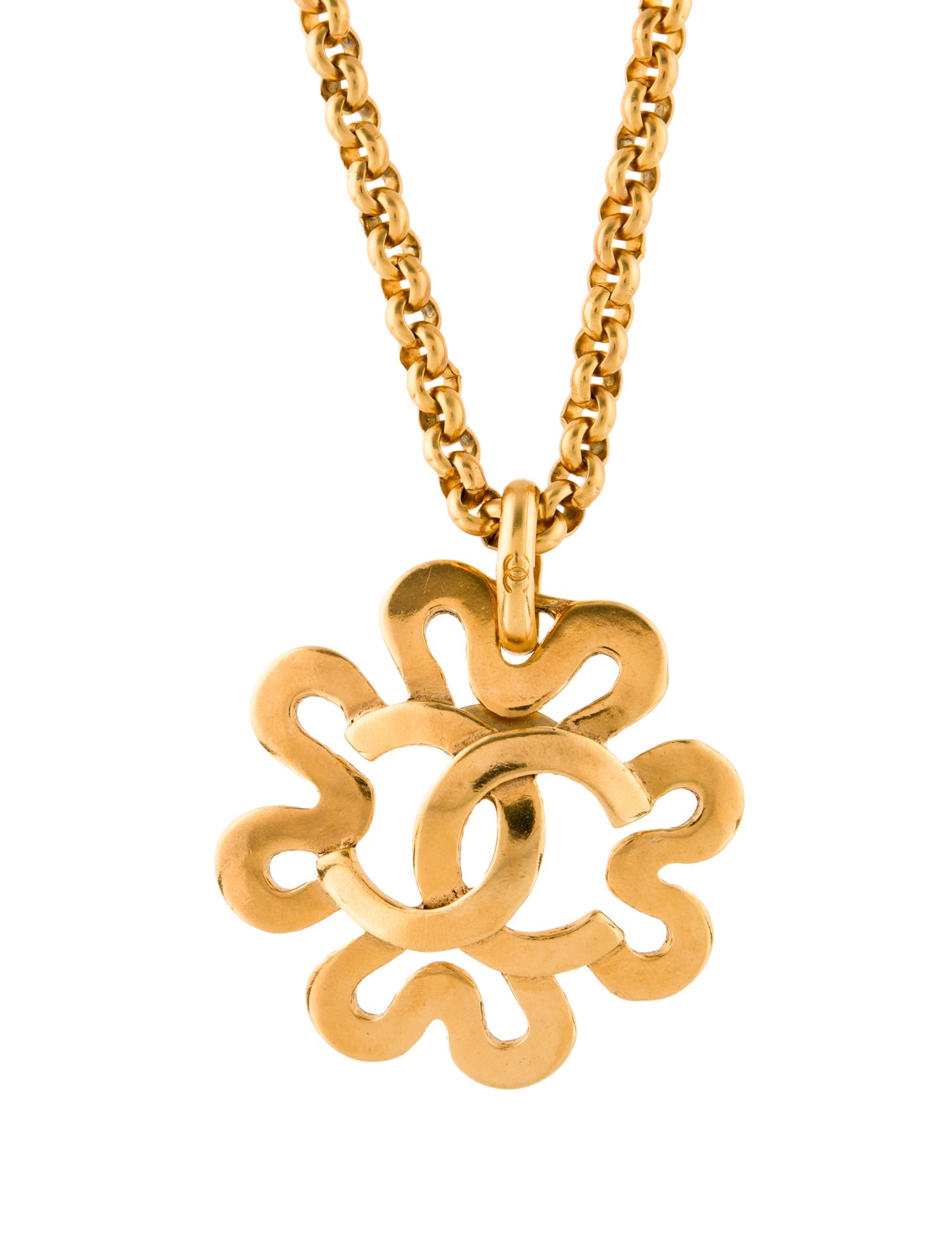 Chanel Vintage CC Clover Pendant Necklace