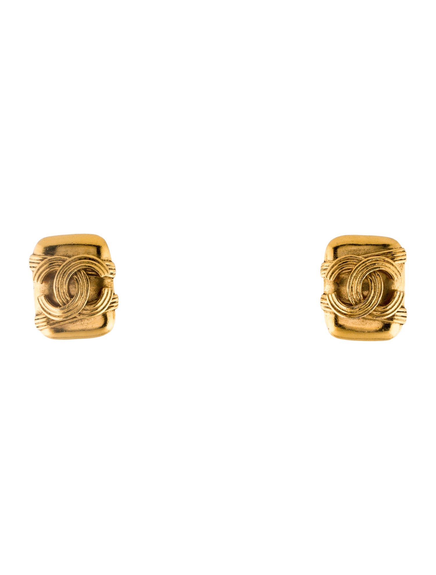Chanel Vintage CC Logo Rectangular Clip-On Earrings